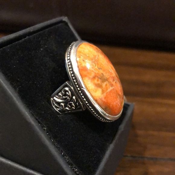 M Sterling Silver Spiny Oyster Cabochon Oval Ring Sz 10-3/4 NWT - Picture 2 of 9